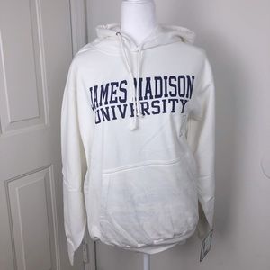NWT Small White James Madison University JMU Hooded Sweatshirt